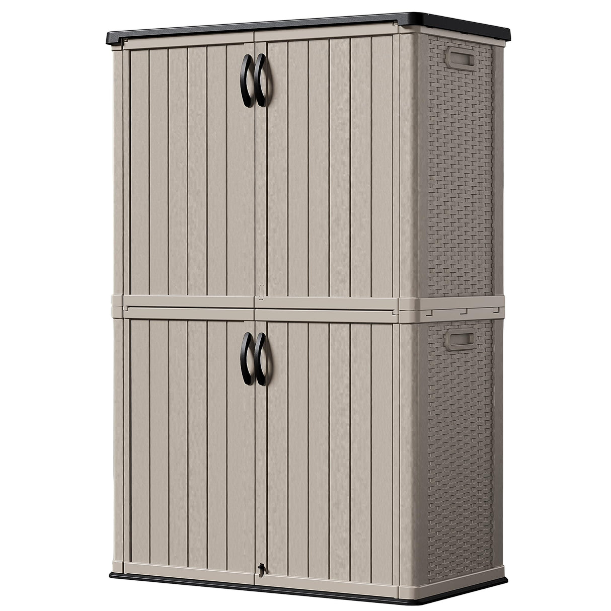 Devoko Outdoor Storage Cabinet 50 Cu Ft with Lockable Doors, Vertical Storage Shed Waterproof Patio Tools Storage Box for Sofa Cushions, Gardening Tools and Accessories (Beige) Devoko