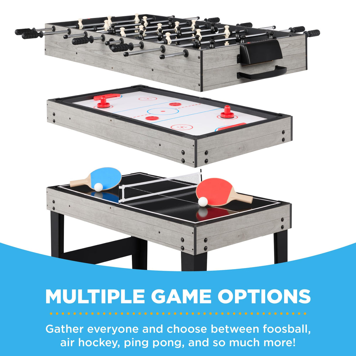 Best Choice Products 10-in-1 Combo Game Table Set w/Hockey, Foosball, Pool, Shuffleboard, Ping Pong, Checkers, Bowling, and Backgammon - Gray Best Choice Products