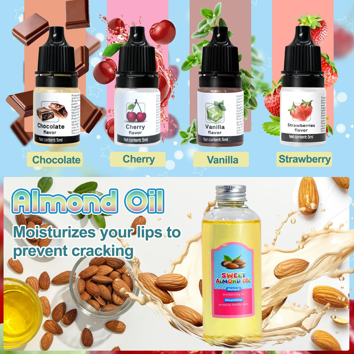 JUYRLE DIY Lip Balm Kit - Make Your Own Natural Beeswax Lip Balm with Containers, Moisturizing Base, Perfect for Kids and Adults JUYRLE