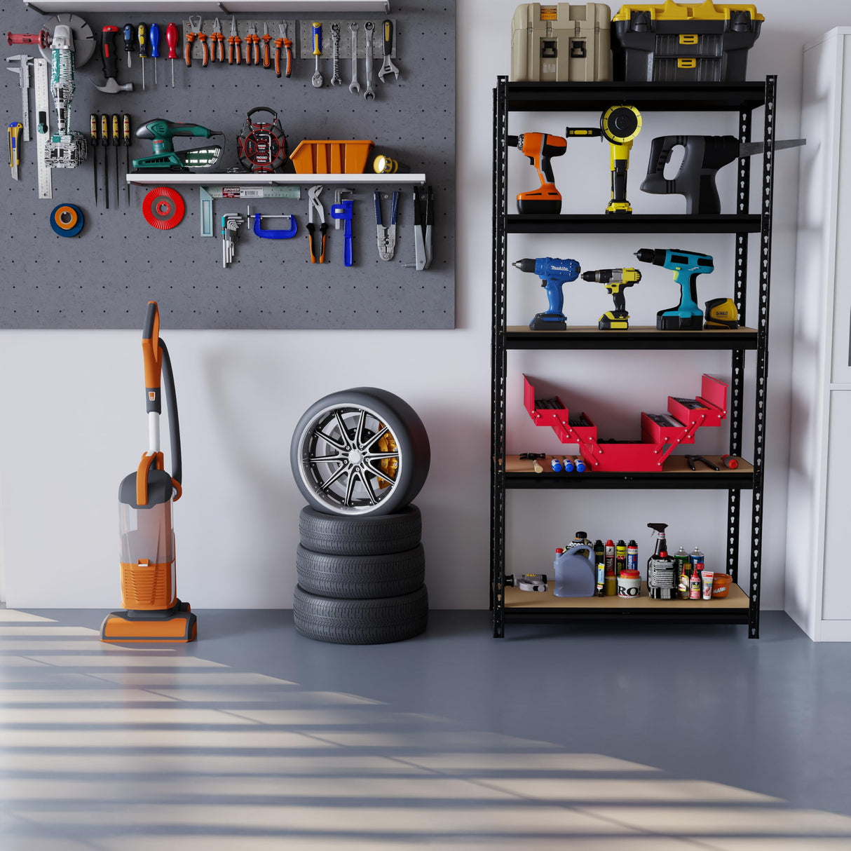 ZEUKMXOO 2400lbs Metal Garage Shelving, 28''×12''×60'' Metal Shelving Unit, Heavy Duty Storage Shelves, Kitchen Storage Rack, 5 Tier Shelf ZEUKMXOO