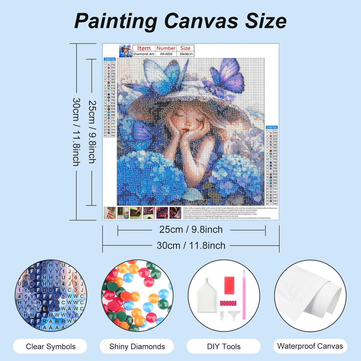 FHBUBPUP Butterfly Diamond Painting Kits for Adults, Flower Diamond Art Kits for Beginners - DIY Full Drill Round Diamond Dot Gem Art, Craft Gift Suitable for Home Wall Decoration 12×12Inch FHBUBPUP