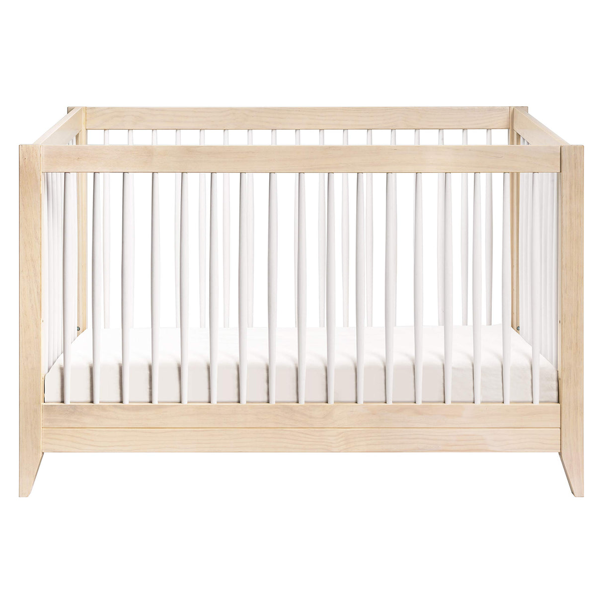 Babyletto Sprout 4-in-1 Convertible Crib with Toddler Bed Conversion Kit in Washed Natural and White, Greenguard Gold Certified babyletto