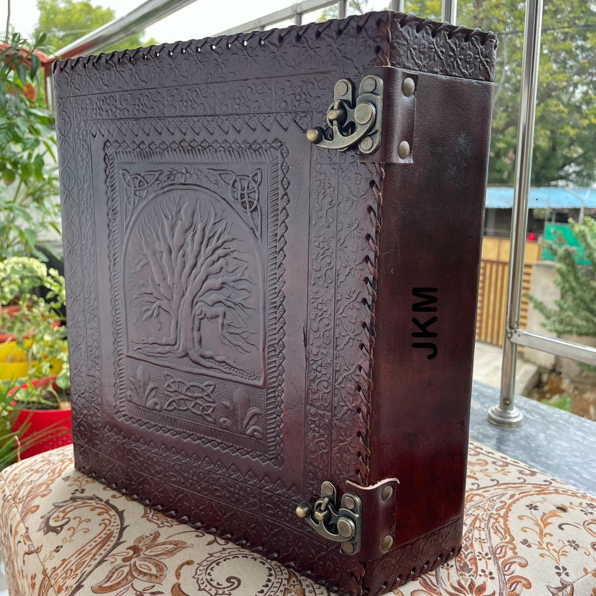 handborncraft Leather Ring Binder, Leather Portfolio for Men, 3 inch Large 3 Ring Leather Binder,Tree of Life Leather Binder, Leather Folder Organizer handborncraft