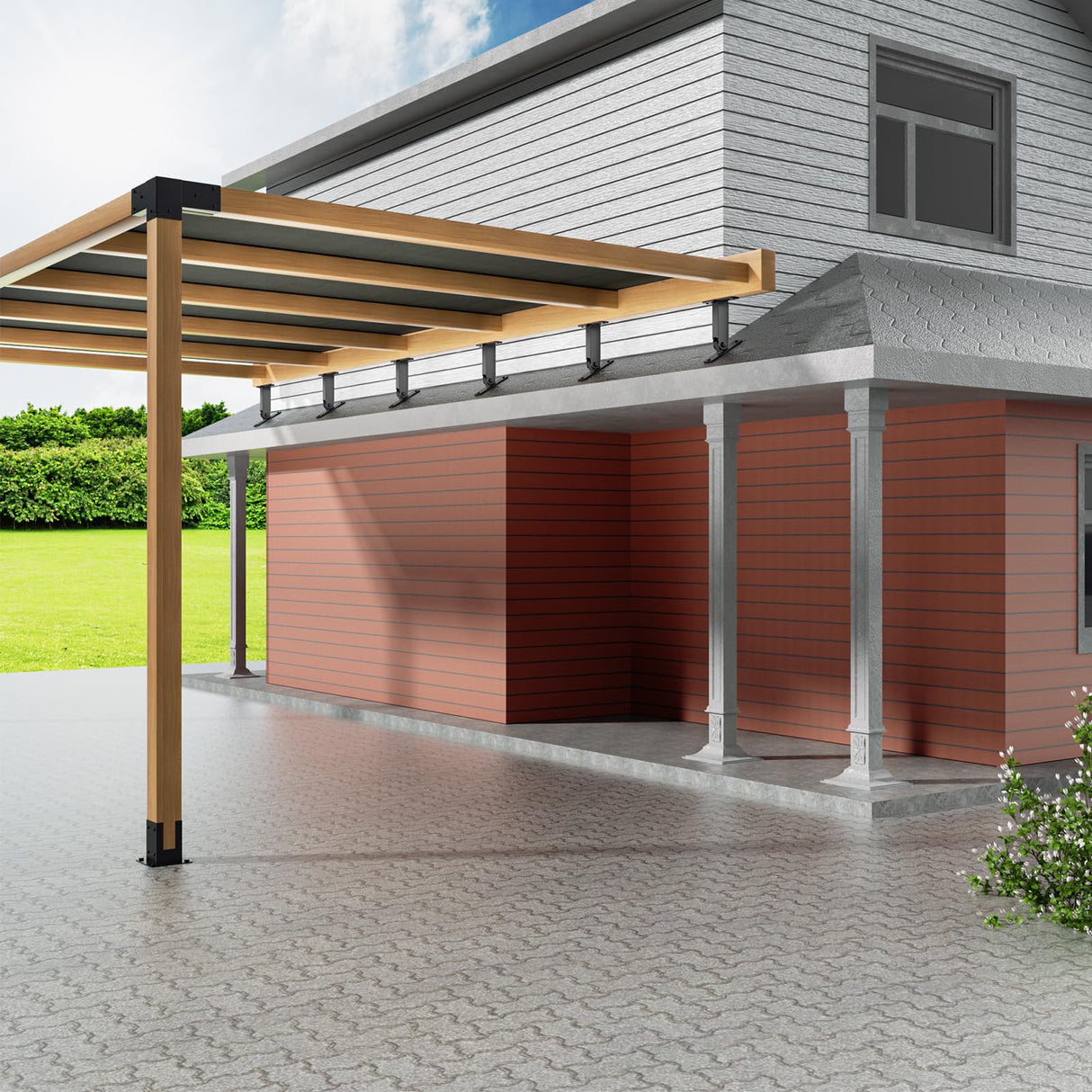 TROPTOLKY Heavy Pergola Brackets Adjustable Black Metal Roof Riser Beam Bracket Kit for Patio Roof and Patio Pergola (3Pcs ) TROPTOLKY