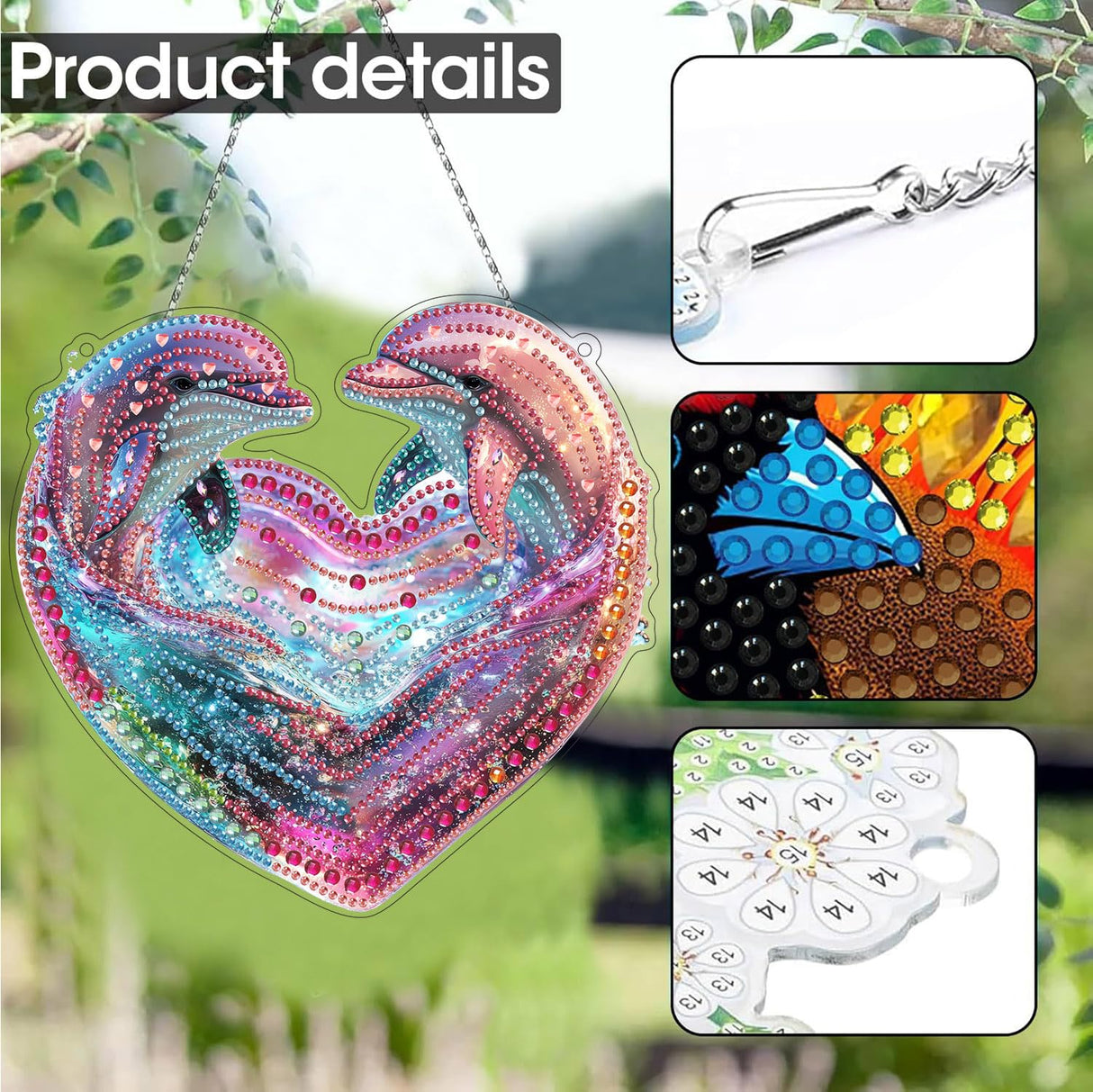 SKRYUIE Hanging Diamond Art Kits for Adults Pendant Dolphin, Special Shaped Crystal DIY Diamond Painting Kit, Acrylic Board Wreath Pendants Double Sided, Home Decor 7.48 x 7.32 Inch c1 SKRYUIE