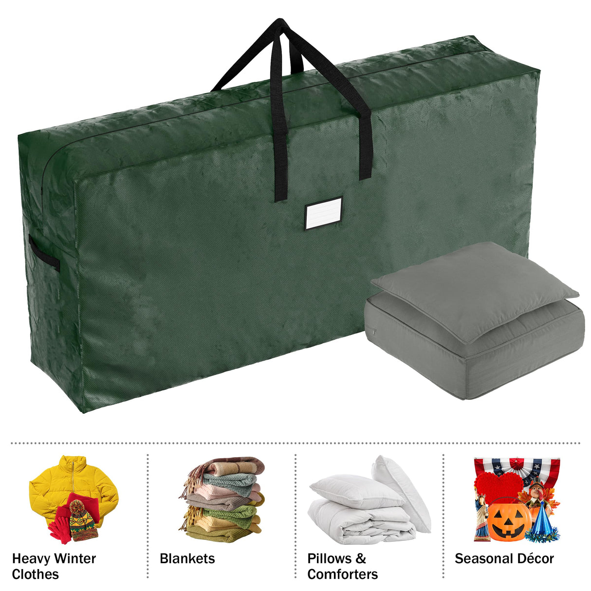 Storage Bag 65-Inch-Long with Handles and Zipper Closure for Moving Christmas Trees Clot Elf Stor