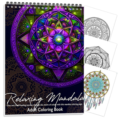Coloring Book for Adults Relaxation, Mandala Adults Coloring Book for Women Spiral Bound Single-Sided Print Mindfulness Relaxing Gifts for Women to Stress Relief & Relieve Anxiety