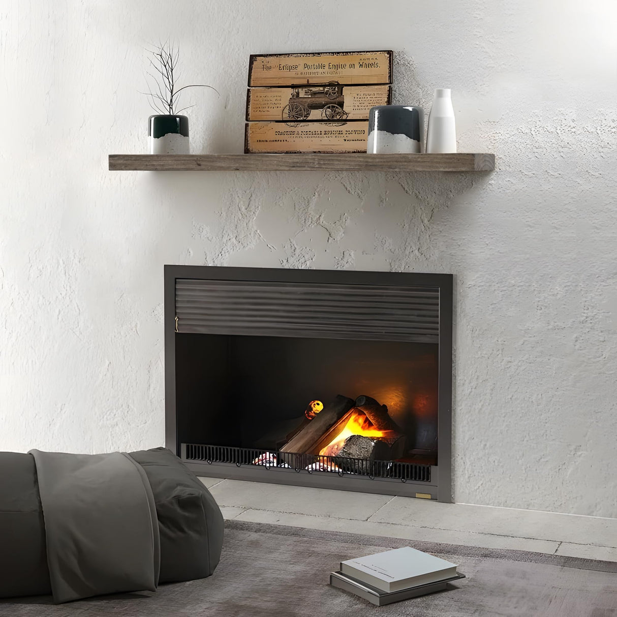 FLYJOE Floating Shelves | 8" Deep Rustic Reclaimed Barnwood Wall Hanging Shelves with Invisible Heavy-Duty Metal Bracket | Wall Mounted | Farmhouse Style | 36 inches, 2 PCs, Distressed Grey FLYJOE