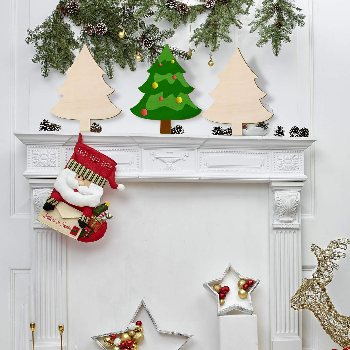 8 x 10 Inch Wooden Christmas Tree Cutout Christmas Unfinished Wooden Ornaments Blank Christmas Tree Craft Wooden Decorations for DIY Christmas Party Decor (12 Pieces) Jetec