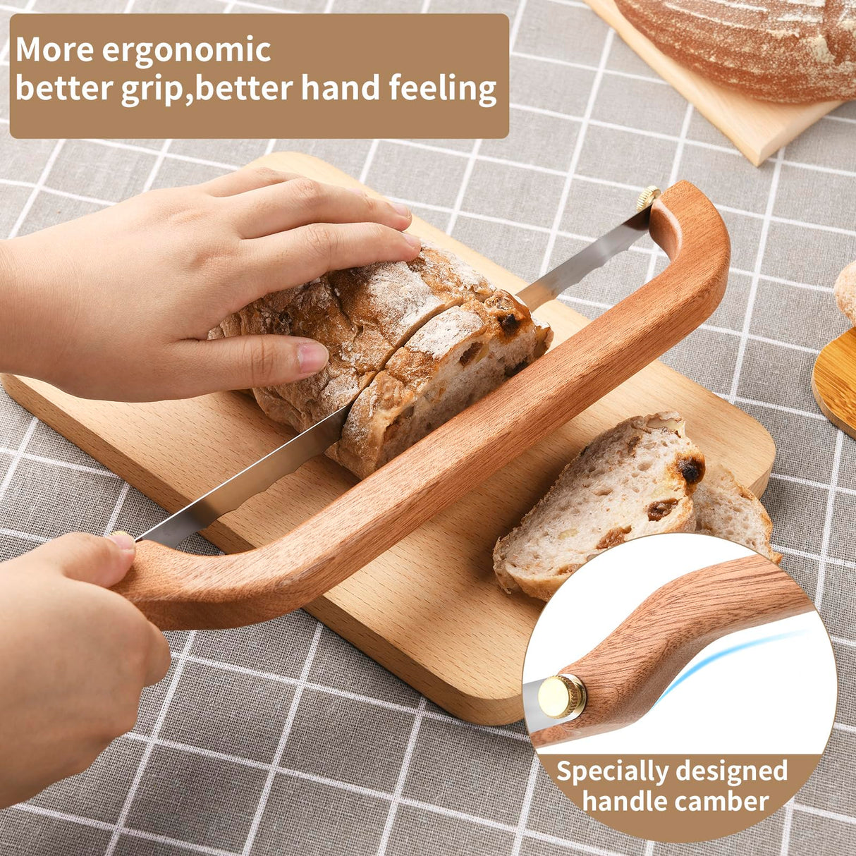 Uprichya Sourdough Bread Knife Slicer for Even Slicing, Bow Bread Knife for Sourdough, Bread Saw for Homemade Bread Sourdough, Wooden Bread Bowl Knofe Sourdough Bread Cutter Uprichya