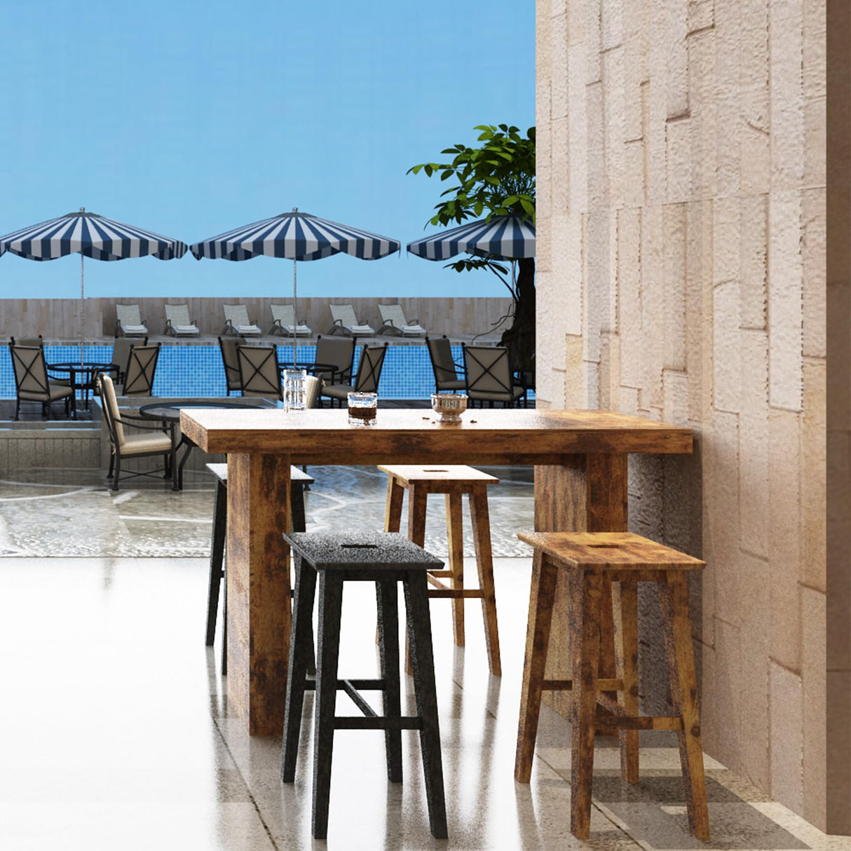 Tilayasig 63" Long Bar Table, Industrial Counter Height Pub Table, Narrow Kitchen Dining Table for Small Spaces, Breakfast Bar, Home Bar, Rustic Brown (Only Table) Tilayasig