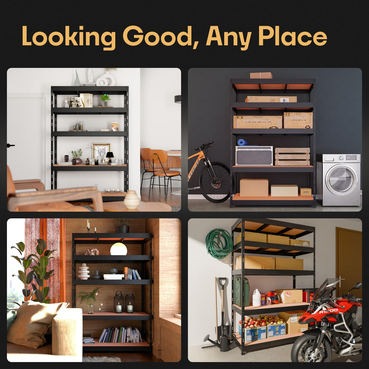 Storage Shelves: 5 Storage Shelves Heavy Duty w/ 3,750 lb Total Load Capacity, 750 per Storage Shelf, 71x47x24 | Perfect Solution for Your Storage Needs, Adjustable Shelving Unit Metalkas