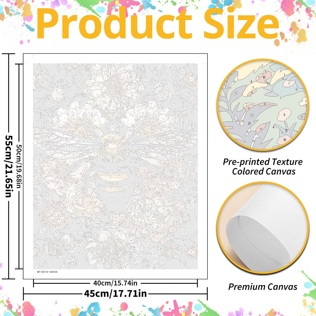 Paint by Numbers for Adult, Bee Paint by Numbers Kit for Adults Beginners, DIY Acrylic Painting on Canvas for Home Wall Art Decor 16x20 Inch Mandun