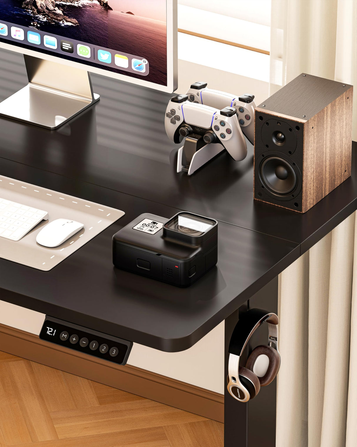 Standing Desk Electric Adjustable Computer Desk-Stand up Desk Office Gaming Home Office Memory Desks 48x24 inches Black BIZUM