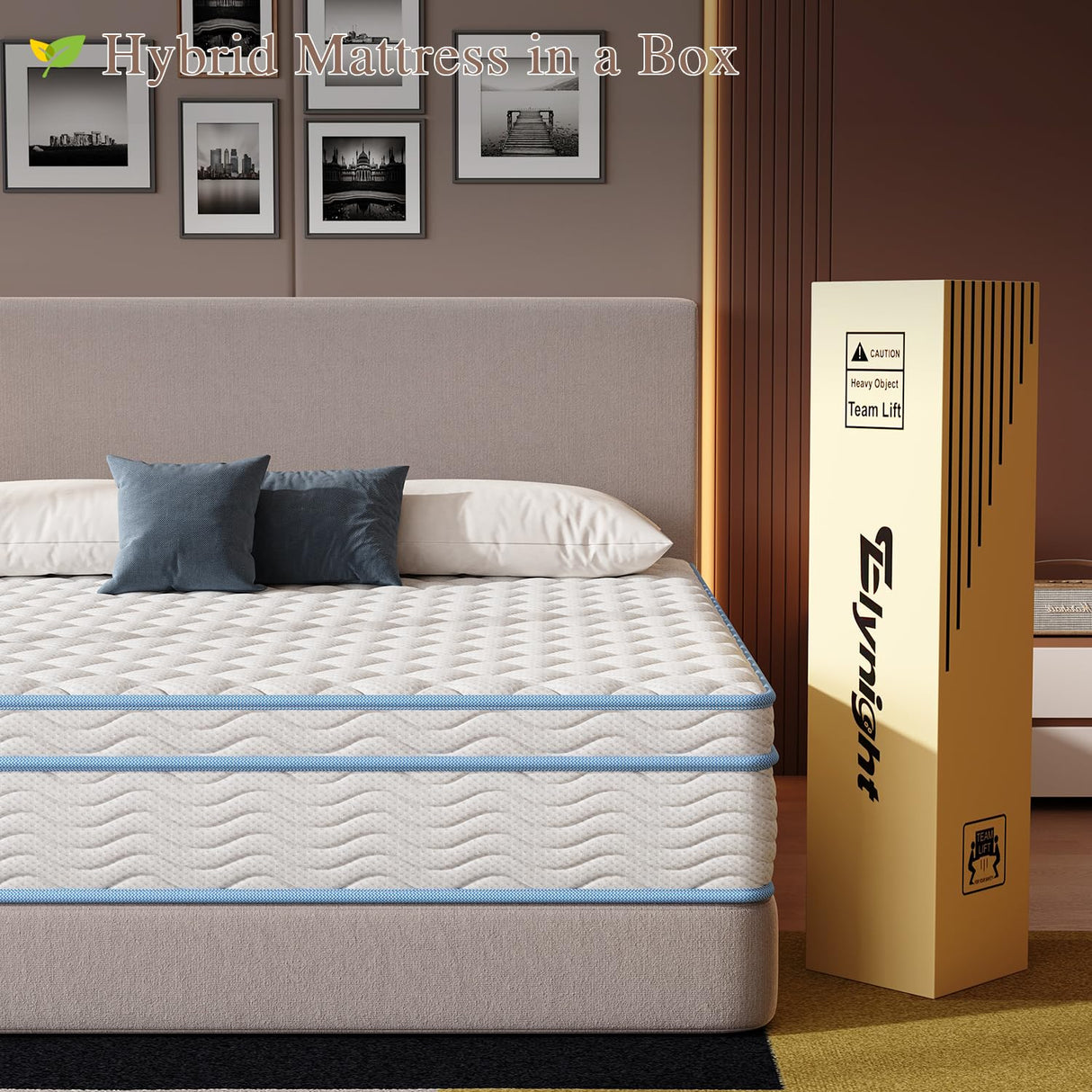 Elynight King Size Mattress,12 Inch King Mattress for Advanced Gel Memory Foam, Soft and Comfortable, Medium Firm, Pressure Relief, CertiPUR-US Certified Elynight