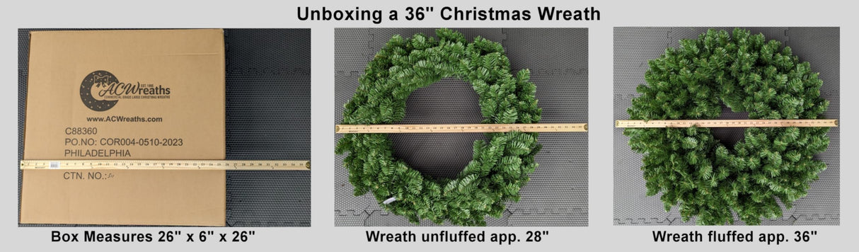 3 Foot (36 inch) LED Christmas Wreath with Prelit Red Bow - 150 LED Lights - Commercial Grade - Indoor Outdoor - ACWreaths ACWreaths