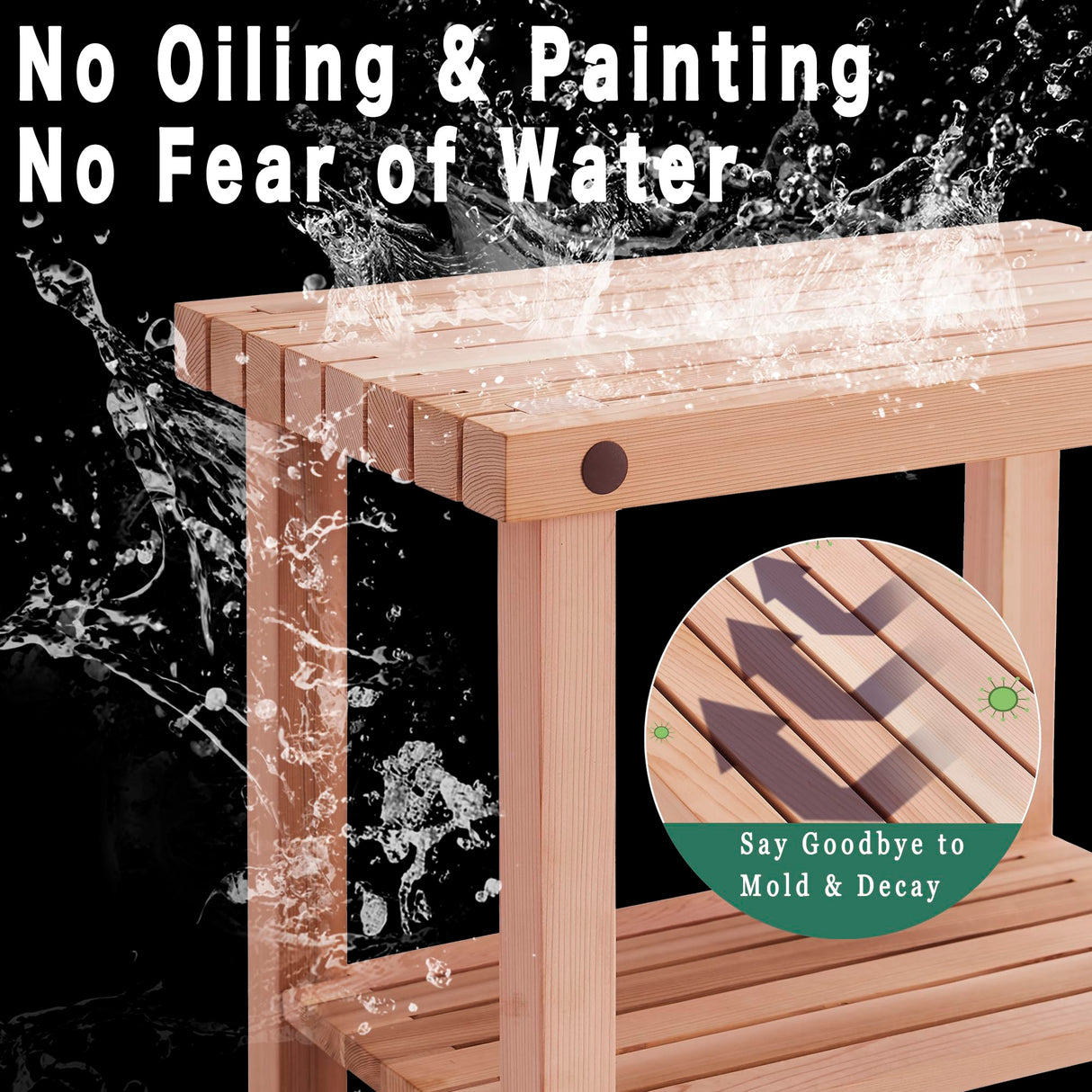 bingaai Cedar Wood Shower Bench 22" - Strong, Soft, Insulating, and Elegant Bathroom Bench for Comfortable Showers and Storage, Cedar Sauna Bench, Perfect for Spa, Patio & Garden Use bingaai