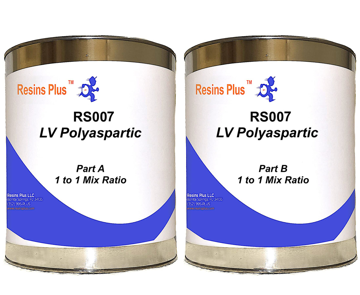 Resin Plus Polyaspartic Coating 70% Solids - 2 Gallon Kit (RS007) | Clear Gloss | Garage Floor Epoxy Kit | Concrete Cement Wood Surface | High UV and Abrasion Resistant | Professional Finish | RS007 Resins Plus