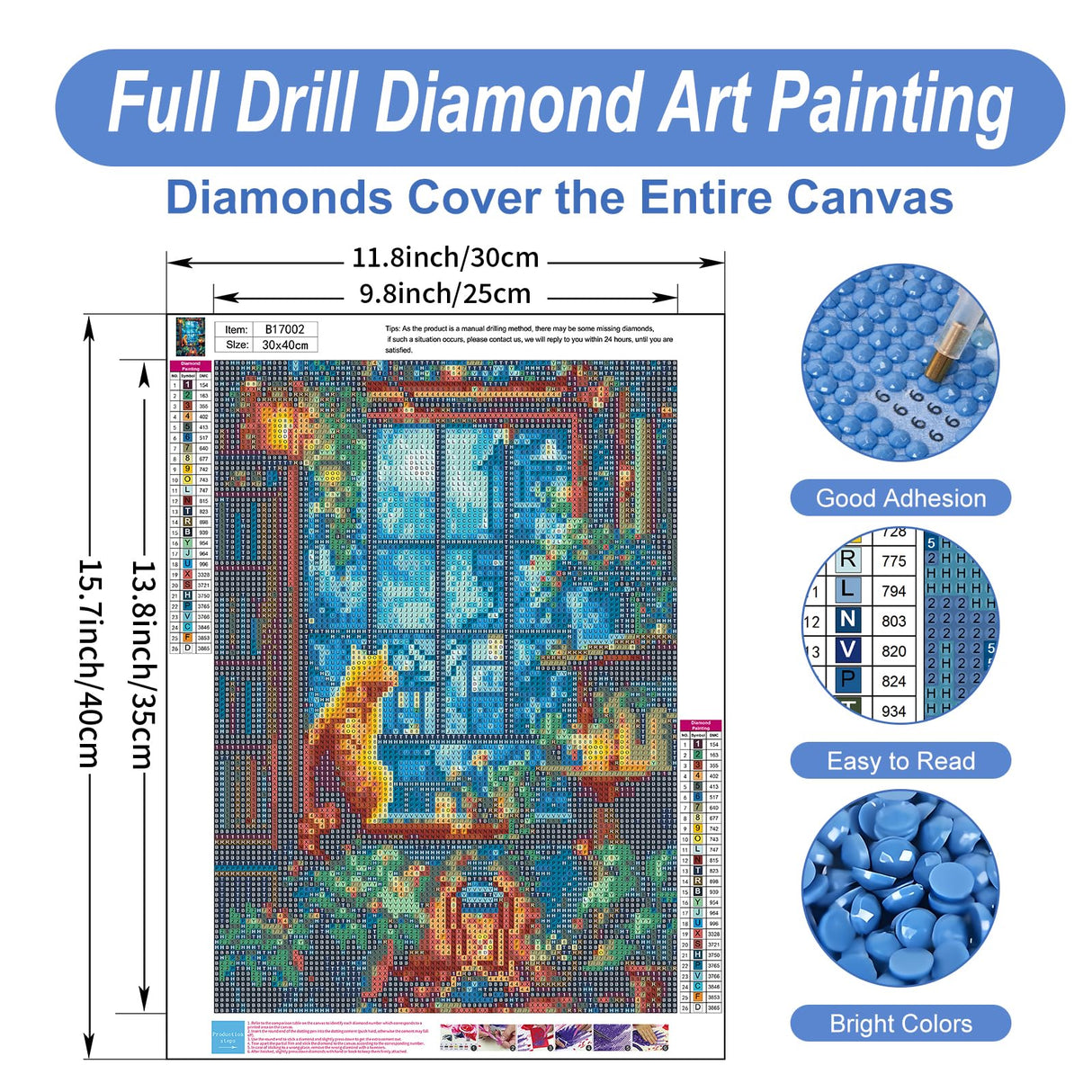 Diamond Art Kits for Adults Cat, 5D Window Landscape Diamond Painting Kits for Adults Beginners, DIY Potted Plant Full Round Dots Drill Gem Art Kit for Gift Home Wall Decor 12 x 16 Inch Camocin