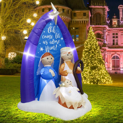 6Feet Inflatable Jesus Nativity Scene Outdoor Christmas Decoration with LED Lights,Indoor Outdoor Holiday Nativity Set Decor Easy to Install and Store Ideal for Lawn Garden Entryway Christmas Parties