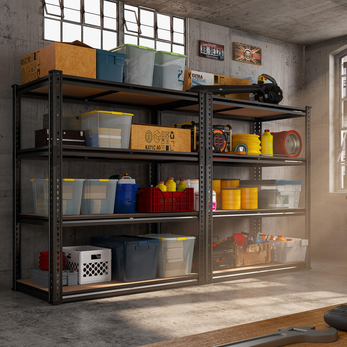 REIBII 40" W Garage Shelving Storage Shelves Heavy Duty Shelving 2000LBS Adjustable Metal Shelves for Garage Shelves 4 Tier Storage Rack Closet Shelving Pantry Shelves Utility Shelf,40" W*20''D*60''H REIBII