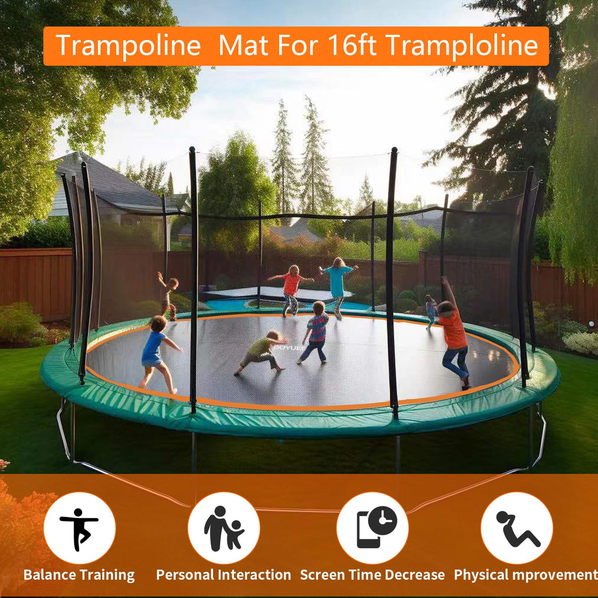 Doyuee Trampoline Mat Replacement-Fits 16FT Frame with 108 Rings Fits 6.5-7.0" Springs-Mat Diameter 14.3ft (172inch), Not Include Spring and Frame Doyuee