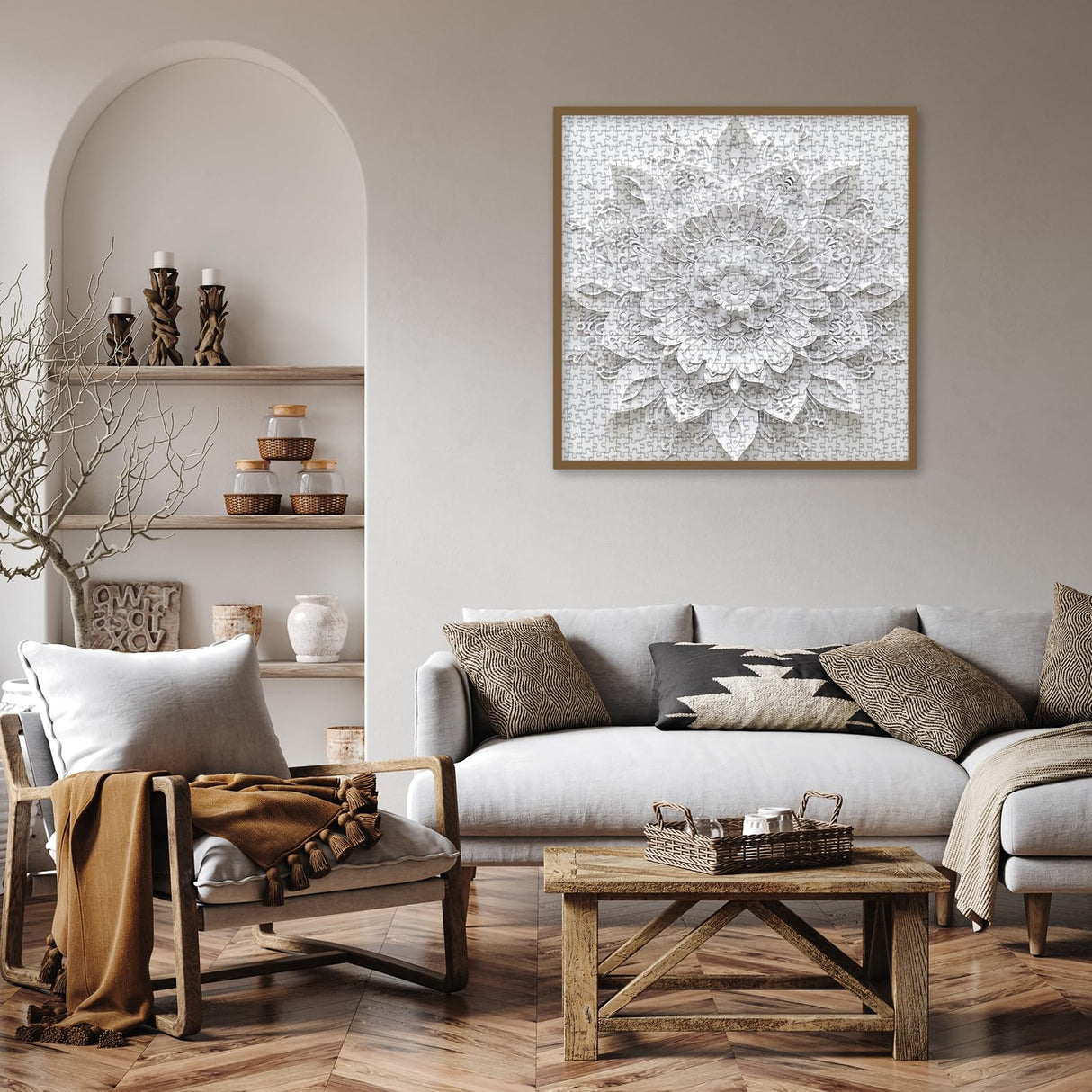 Mandala Flower for Adults 1000 Pieces, Papercut Floral Jisaw Puzzle, Difficult Challenging Art The Lotus Flower Puzzle BBOLDIN