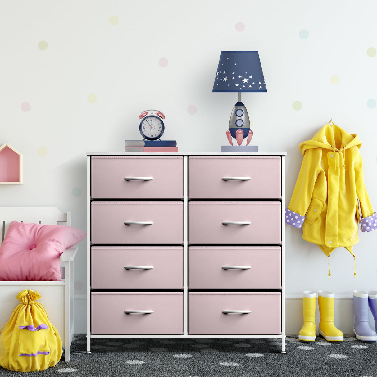 Sorbus Kids Dresser with 8 Drawers - Storage Unit Organizer Chest for Clothes - Bedroom, Kids Room, Nursery, & Closet (Pink, 31.5 x 12 x 32-8 Drawer) Sorbus