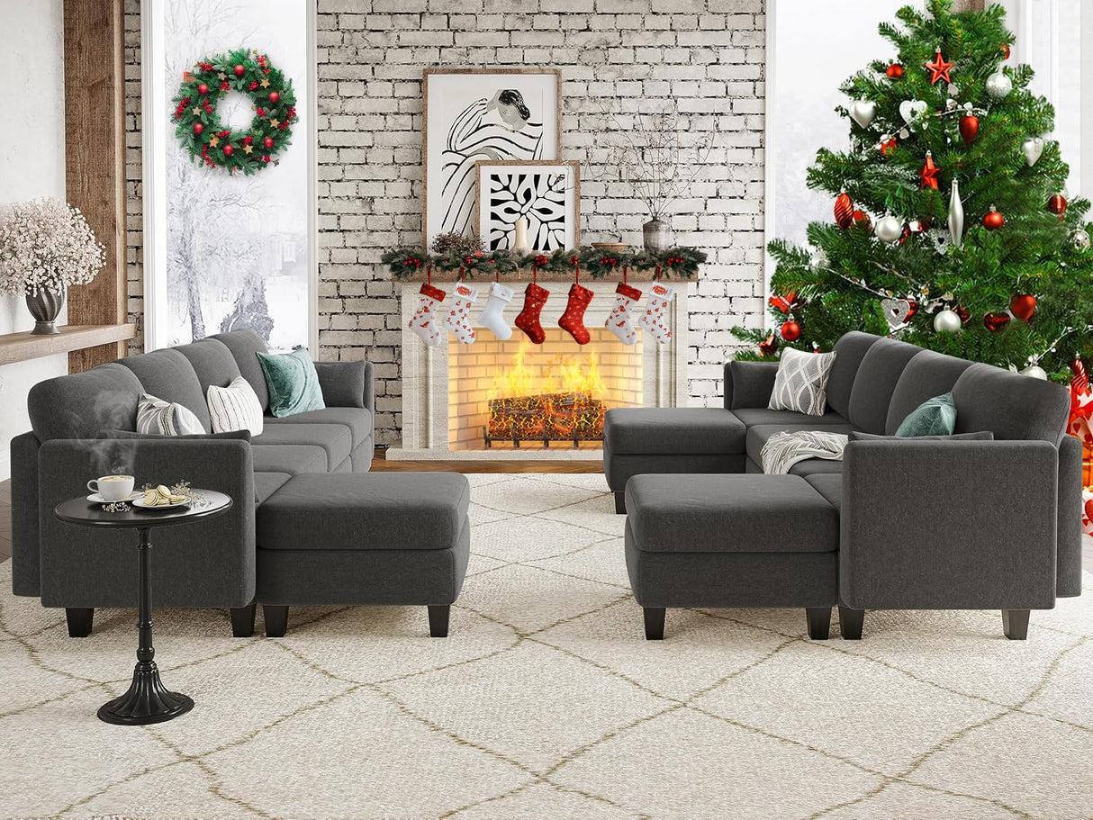Huatean Home Modular Sectional Sofa, Convertible U Shaped Sofa Couch with High Density Memory Foam, 6 Seat Comfy Modular Sofa Couch for Living Room, Modern U Shaped Sectional Sofa, Dimgrey Huatean Home