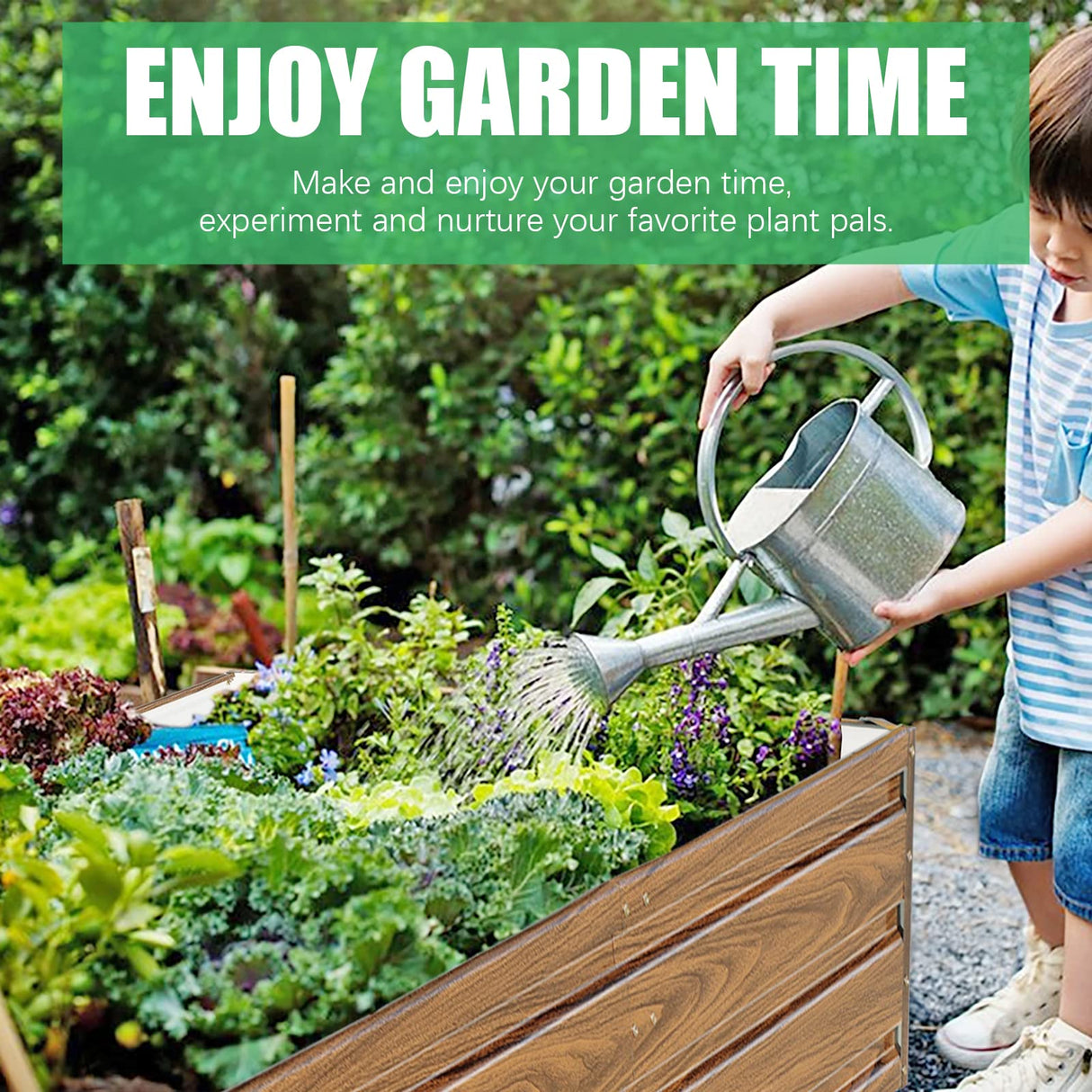 SnugNiture Galvanized Raised Garden Bed 8x4x1FT Outdoor Large Metal Planter Box Steel Kit for Planting Vegetables, Flowers SnugNiture