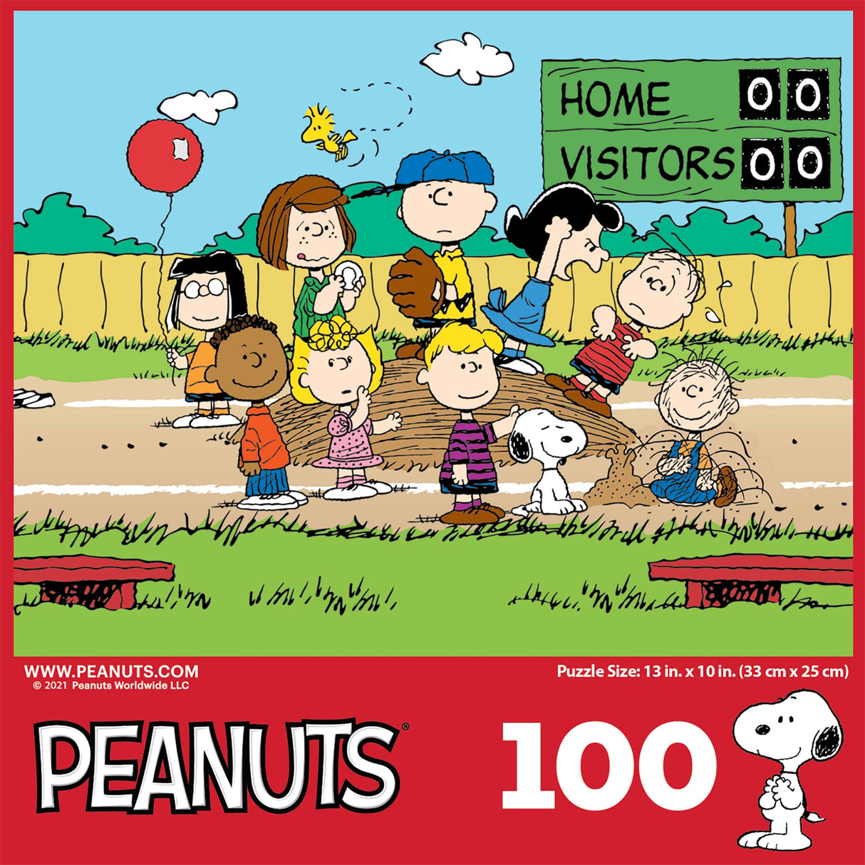 RoseArt - Peanuts - Baseball - 100 Piece Jigsaw Puzzle for Kids and Adults RoseArt