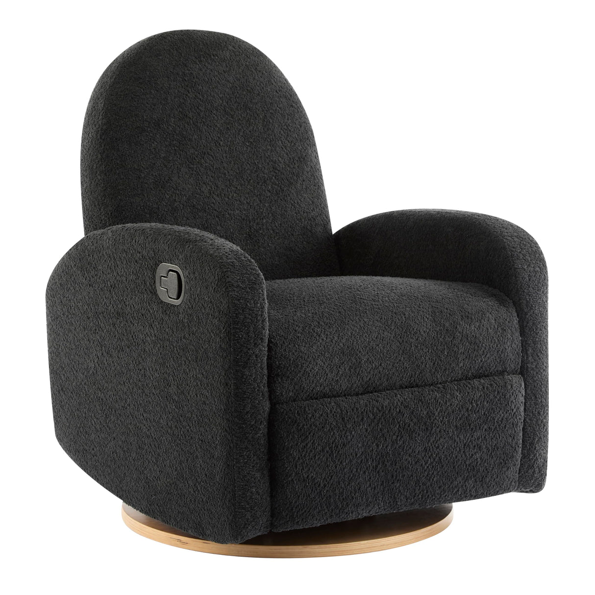 Christopher Knight Home Sidney Fabric Upholstered 360° Swivel Chair, Boucle Push-Back Recliner, Solid Wood Glider Recliner with Rotation, Living Room Lounge Sofa, Adjustable Comfy Reading Chair,Black Christopher Knight Home