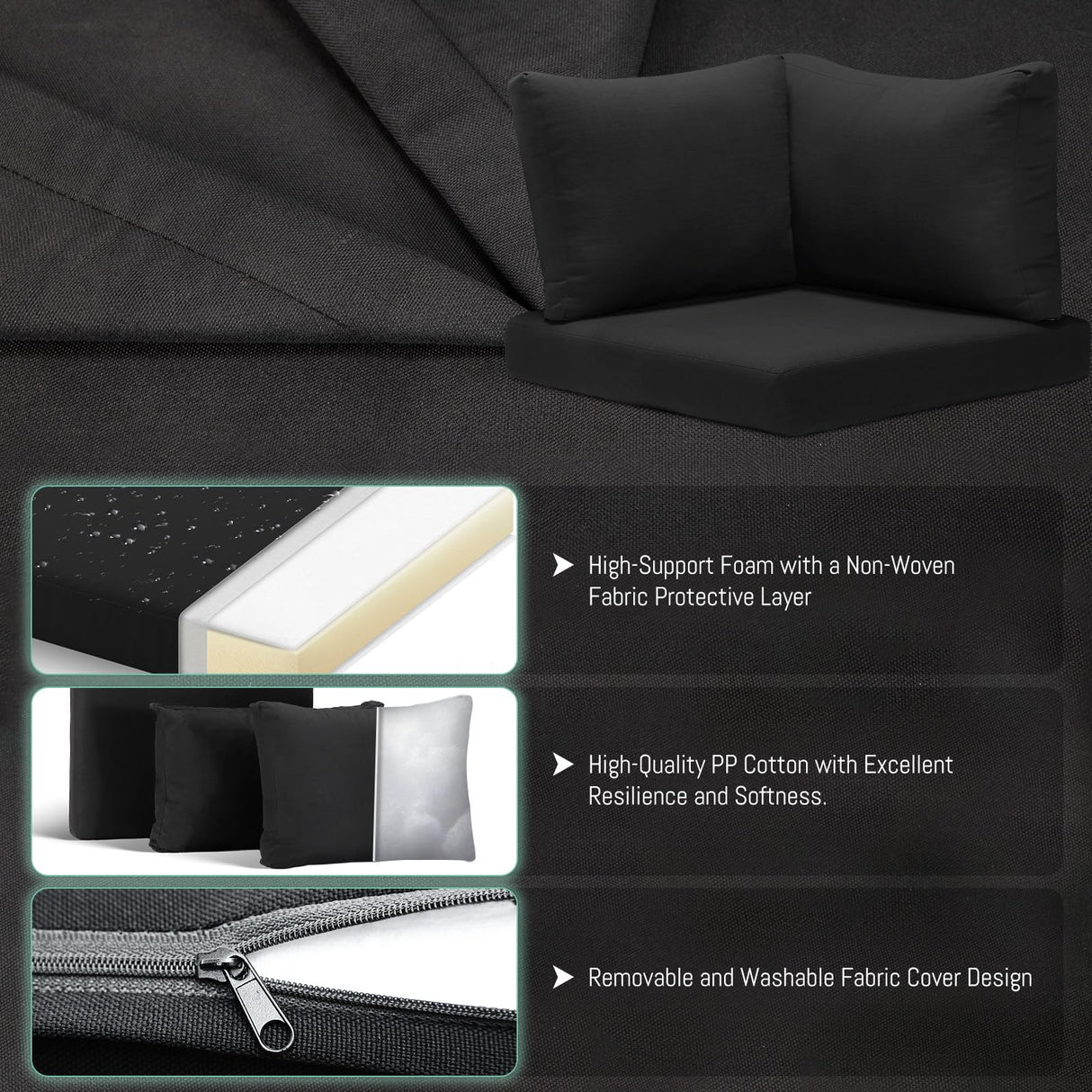 RADIATA 9 Piece Wicker Patio Furniture Set with Fire Pit, All-Weather Outdoor Sectional Couch High Back Large Size, Modular Backyard Seating Sofa Set with Propane/Natural Gas Firepit Table, Grey&Black RADIATA