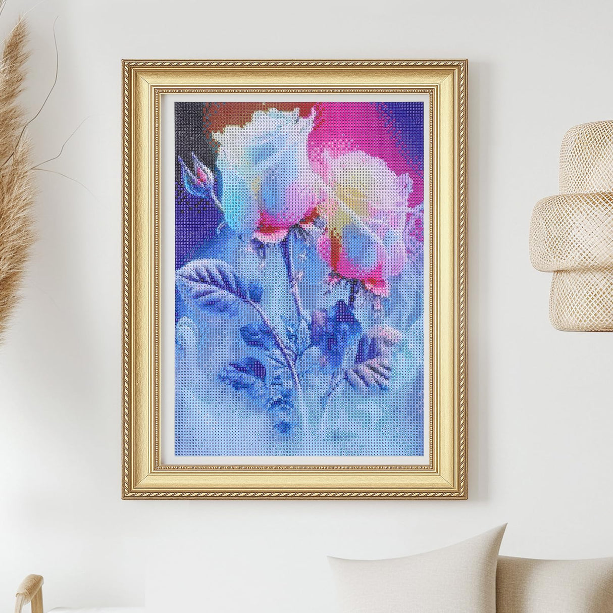 12"x16" Large Diamond Art Kit for Adults: Elegant Rose Flower Round Drill Painting - 5D Full Drill Diamond Art Flowers Beginner DIY Craft with Extra 30% Diamonds (Red and Blue Roses) Generic