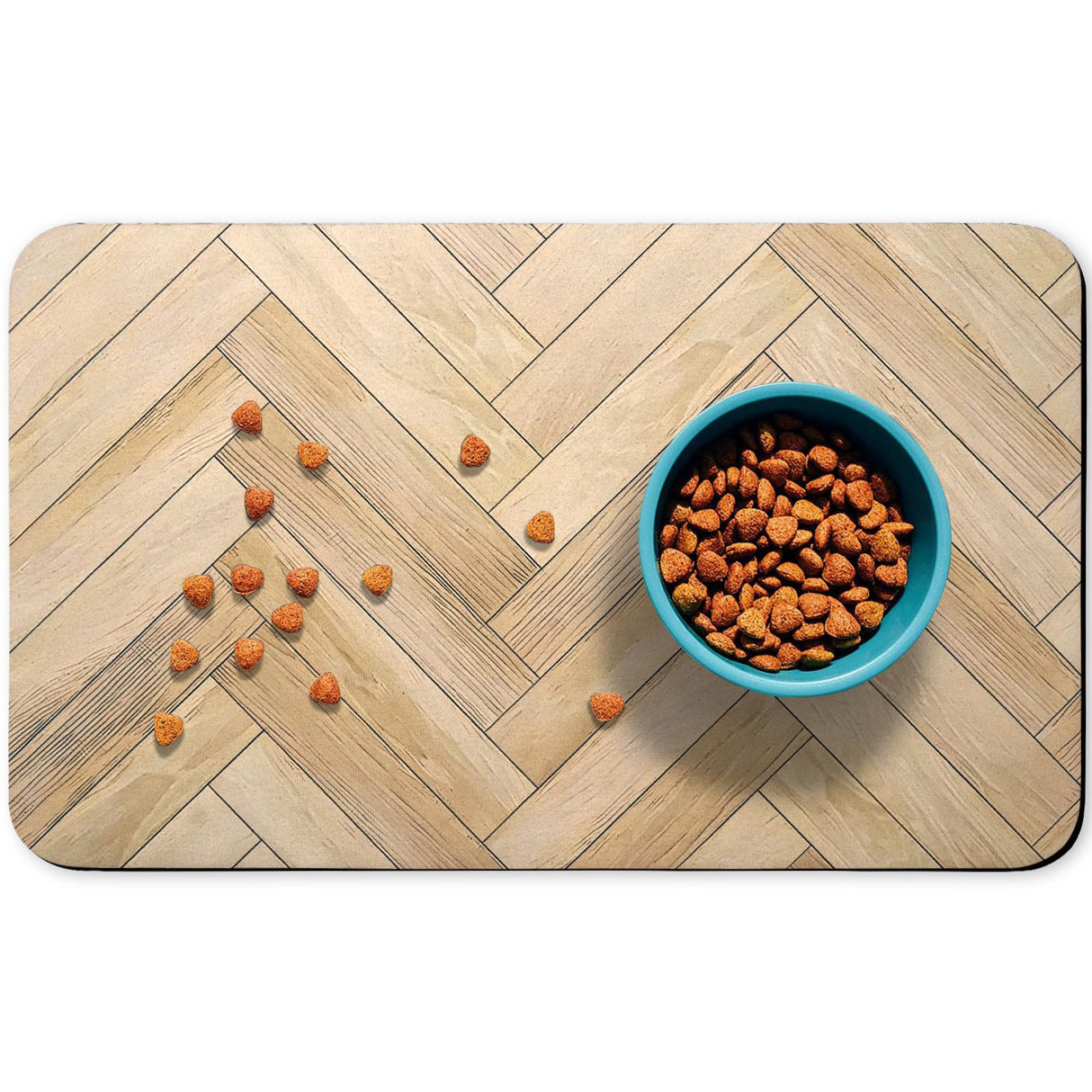 Dog Food Mats for Floors Waterproof, Dog Cat Water Bowl Mats Pet Feeding Absorbent Mat Dog Cat Pet Placemats for Food and Water Wood 12 * 20 inch Zoeeya