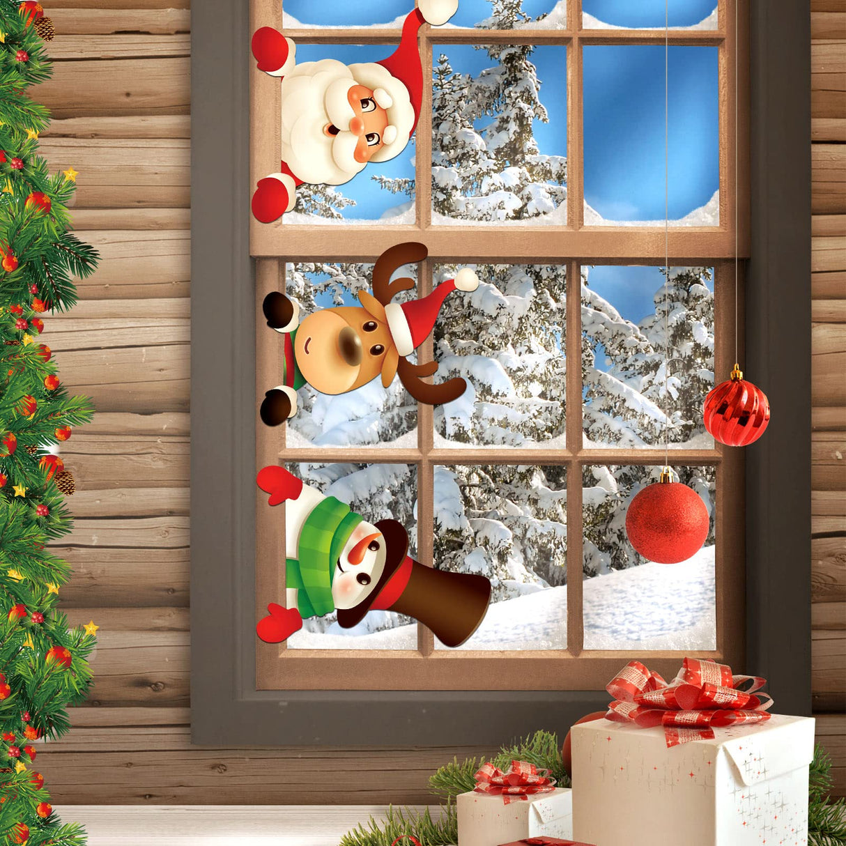 Bucherry 5 Pcs Christmas Fence Peeker Decoration Peeking Christmas Yard Decorations Santa Claus Elk Snowman Peeker Elf Outdoor Xmas DIY Cute Garden Fence Sign for Xmas DIY Home Patio Garden Outdoor Bucherry