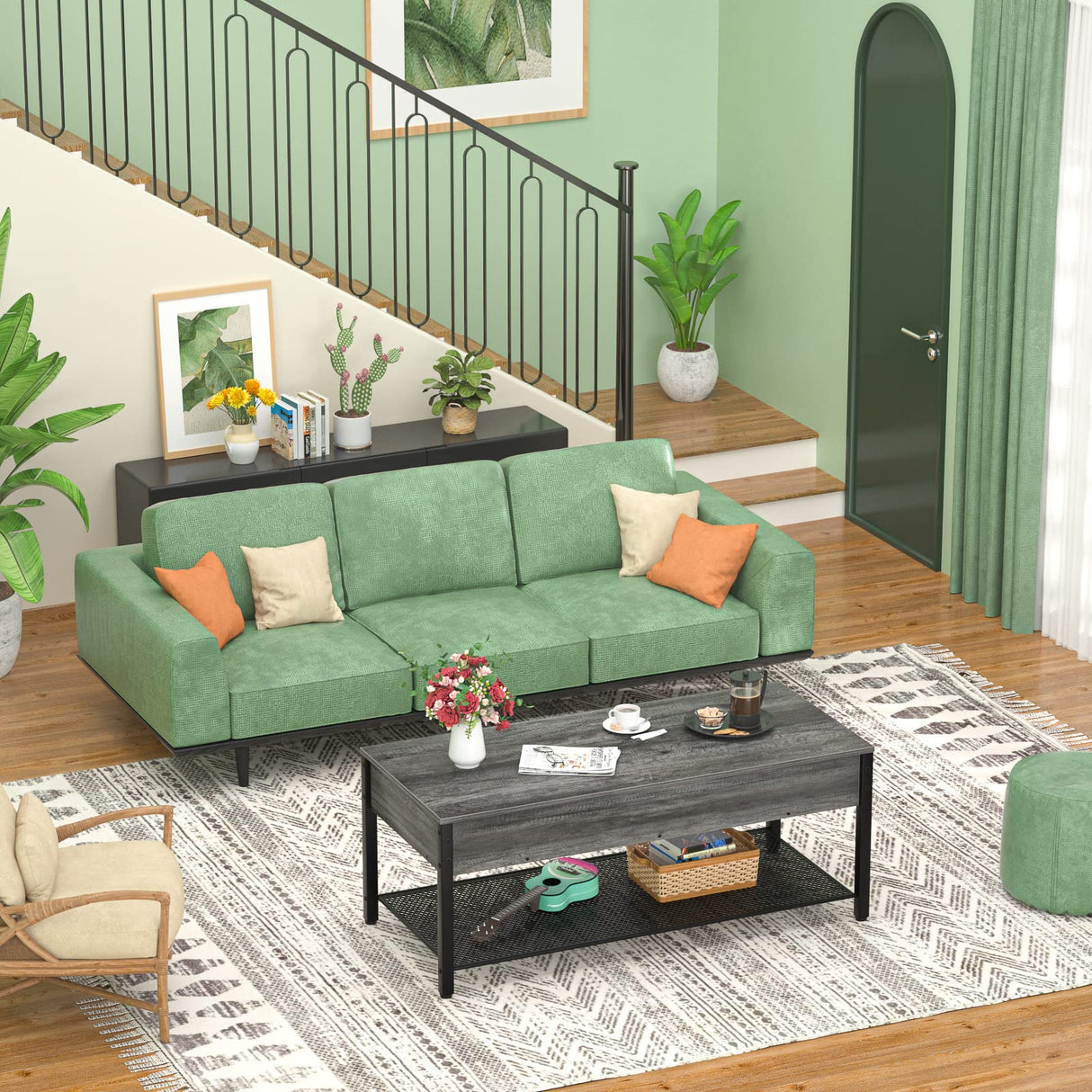 Homieasy Lift Top Coffee Table with Storage Shelf and Hidden Compartment, Modern Lift Top Table for Living Room, Wood Lift Tabletop, Metal Frame - Black Oak Homieasy