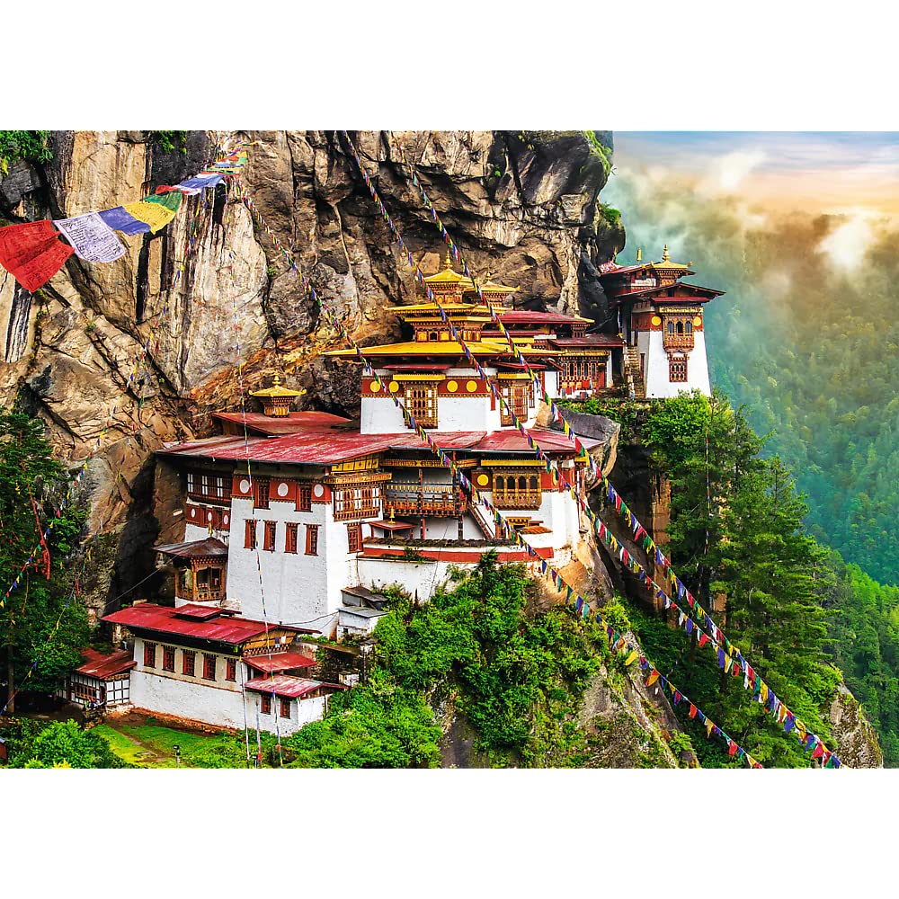 Trefl Tiger's Nest, Bhutan 2000 Piece Jigsaw Puzzle Red 38"x27" Print, DIY Puzzle, Creative Fun, Classic Puzzle for Adults and Children from 15 Years Old Trefl