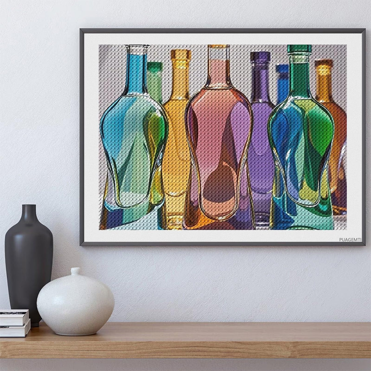 Wine Bottle Art Diamond Painting Kits for Adults, DIY 5D Diamond Painting Kits for Beginners, Round Full Drill Diamond Dots Paintings, Diamonds Pictures Gem Art for Crafts Home Decor 12"x16" PUAGEMTI