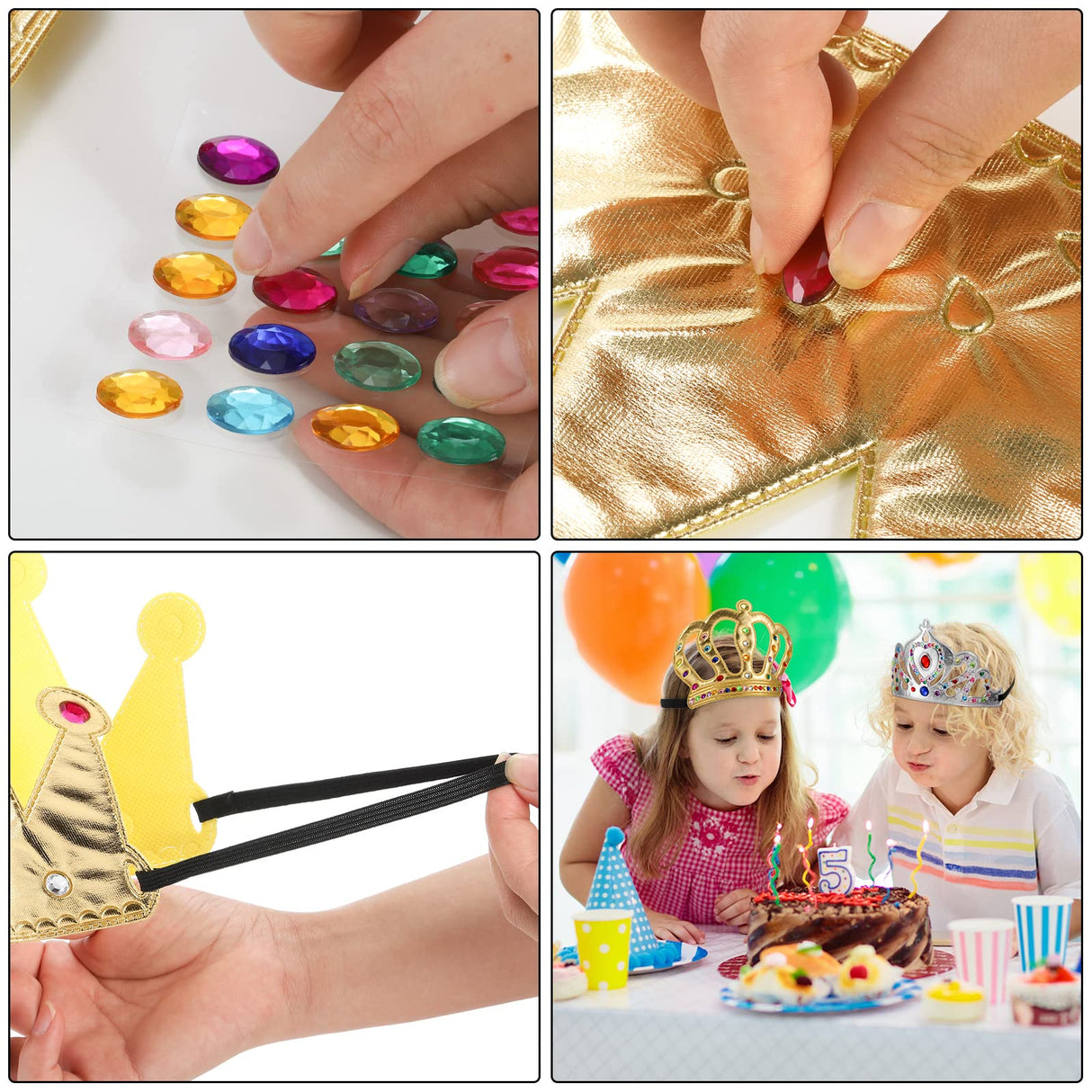 Frcctre 24 Pcs Foam Crowns Set, DIY Foam Princess Tiaras and Crown, Make Your Own Crowns Set with Crystal Diamond Sticker Birthday Party Decoration Favor Supplies for Kids and Adults Frcctre