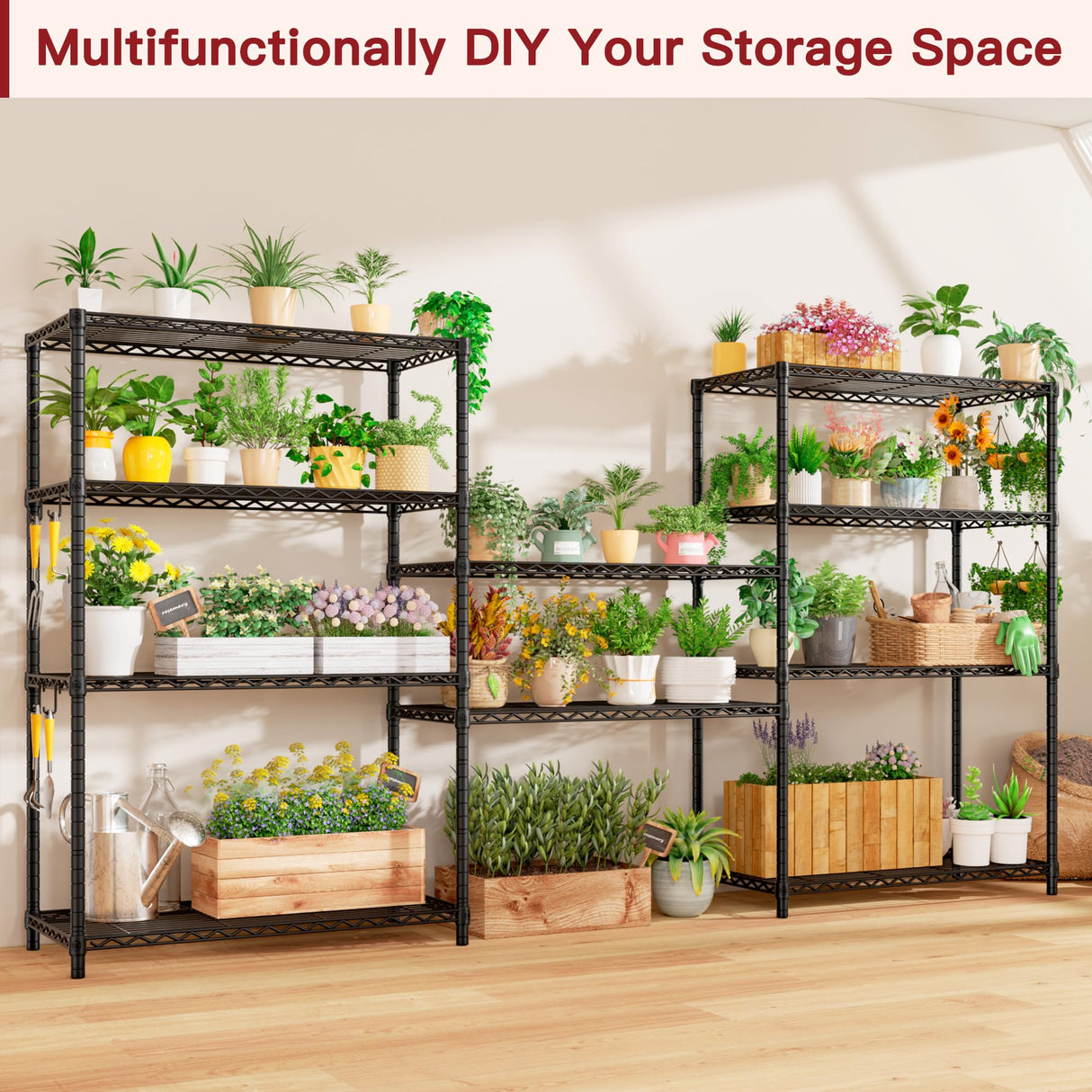 PrimeZone Wire Metal Storage Shelves - 5 Tier Adjustable NSF-Certified Heavy Duty Garage Shelving Unit Organizer Rack, Steel Utility Shelf for Kitchen, Pantry, Closet, 35.5" W x 14" D x 72" H, Black PrimeZone