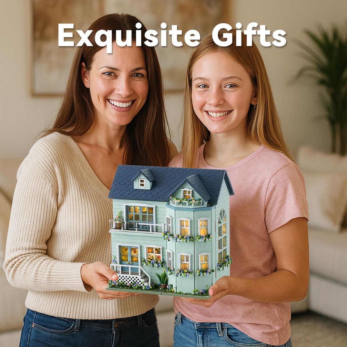 Flever Dollhouse Miniature DIY House Kit Creative Room with Furniture for Romantic Valentine's Gift (Warm House) Flever