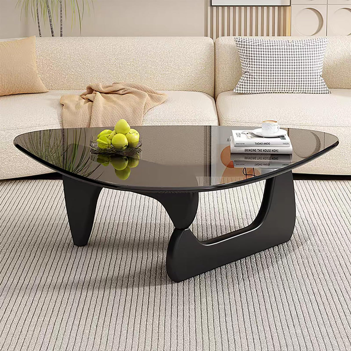 Modern Glass Coffee Table for Living Room, Mid Century Coffee Table, Small Coffee Table, Suitable for Bedroom Living Room Reception Office Tables (Black/Grey, Medium) LZYFY