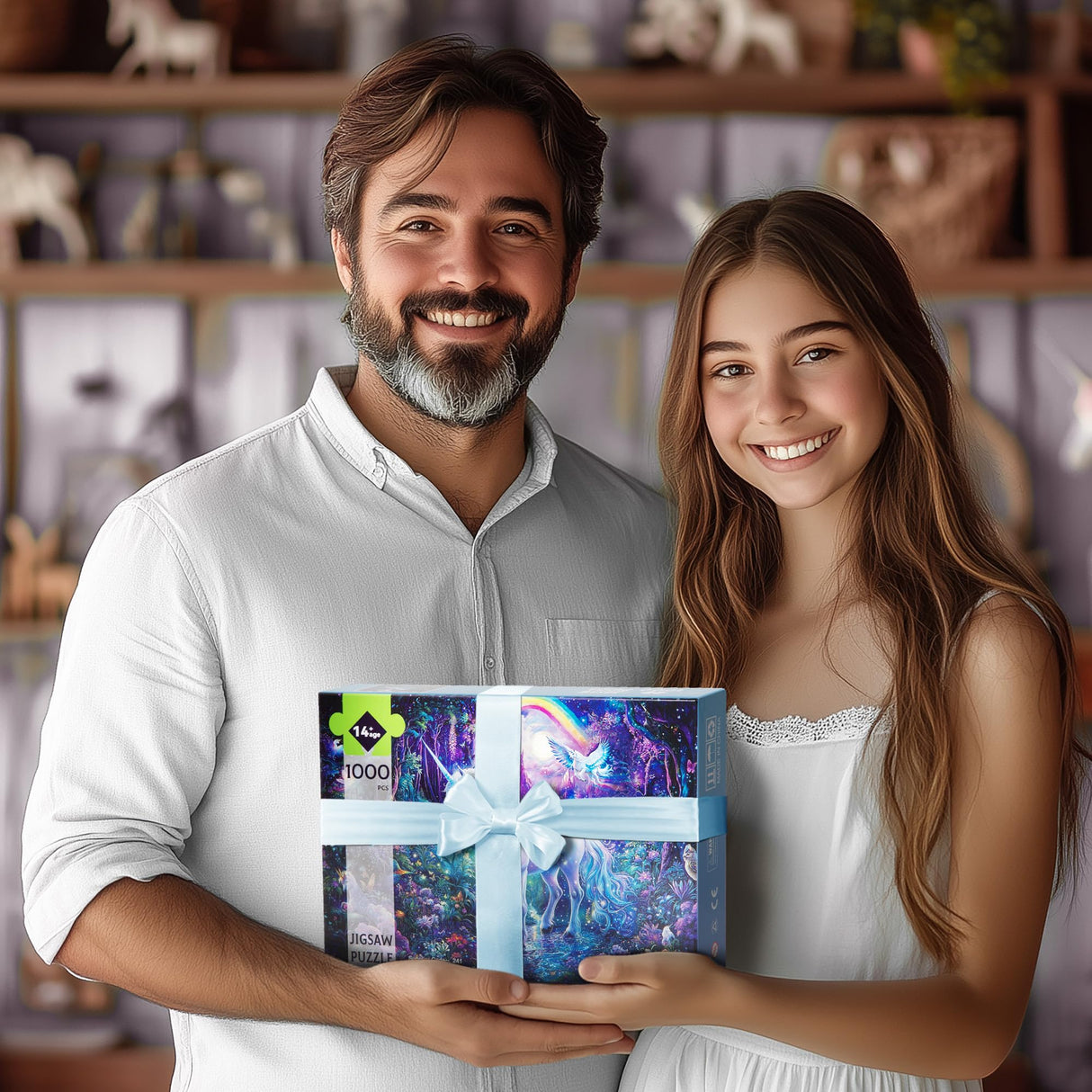 1000 Piece Puzzles for Adults,Glitter Unicorn Jigsaw Puzzle,Rainbow Forest Puzzles 1000 Pieces,Creative Games and Gifts Difficult Fantasy Puzzle Home Decor Toy for Adults (27.5"x19.6"), 1:1 Poster lamplig