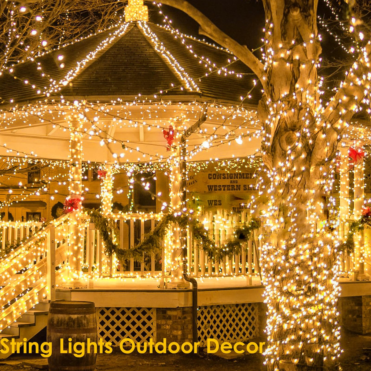 SANJICHA 2-Pack 66FT 200 LED Christmas Lights, Extendable Christmas Tree Lights with Timer & Memory Function, Waterproof Green Wire Outdoor String Lights Indoor with 8 Lighting Modes (Warm White) SANJICHA