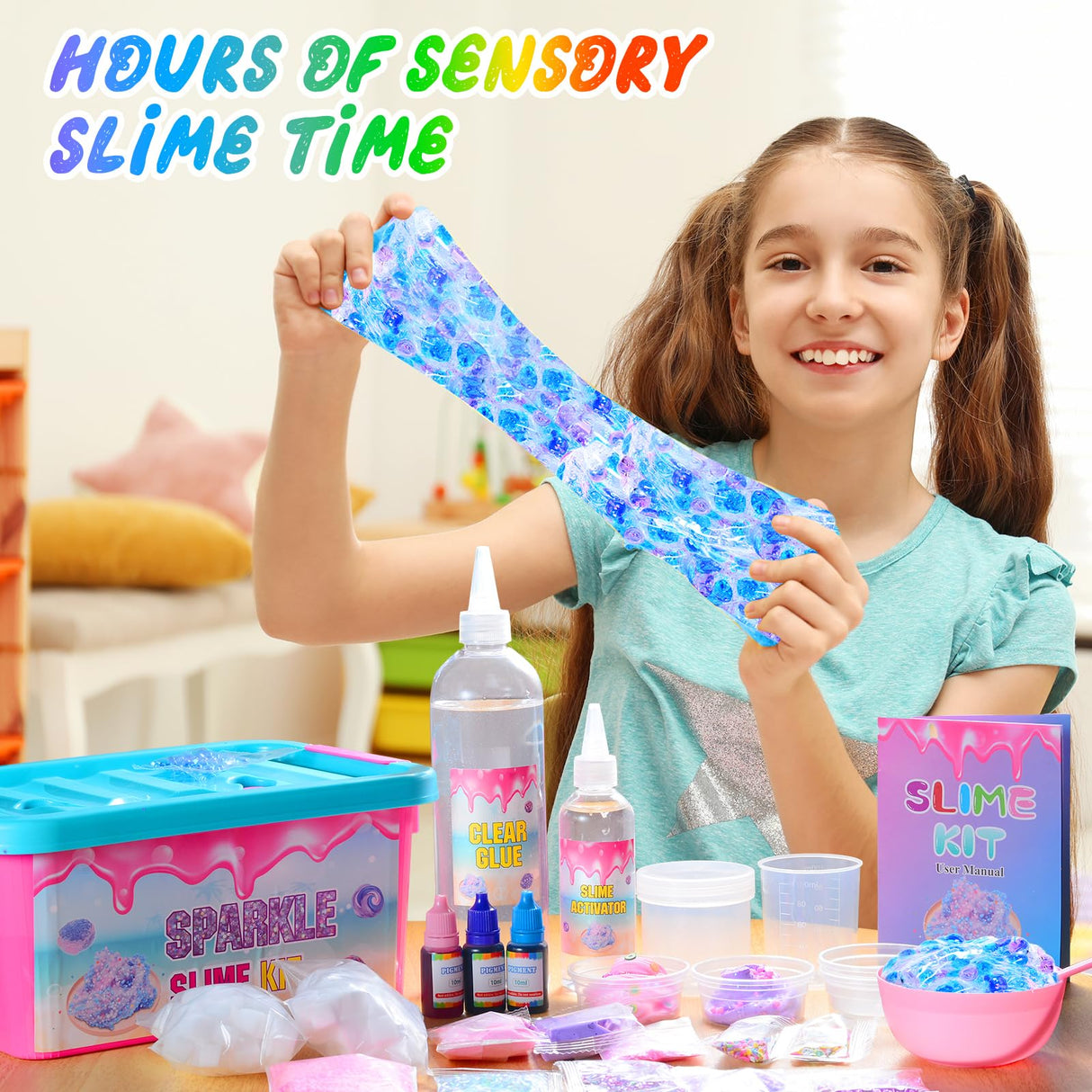 inksbui Slime Kit - Confetti, Glimmer Crunchy, Foam, Jelly Cubes - Stress Relief Toys, Party Favors for Kids, Boys and Girls Ages 6-12 inksbui