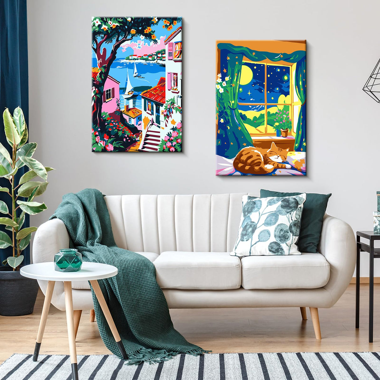 ZTOTZ Paint by Numbers Framed Canvas Seaside Beach, Paint by Numbers Kit for Adults Landscape,Framed Paint by Numbers for Adults Ocean Scenery, 8x12inch ZTOTZ