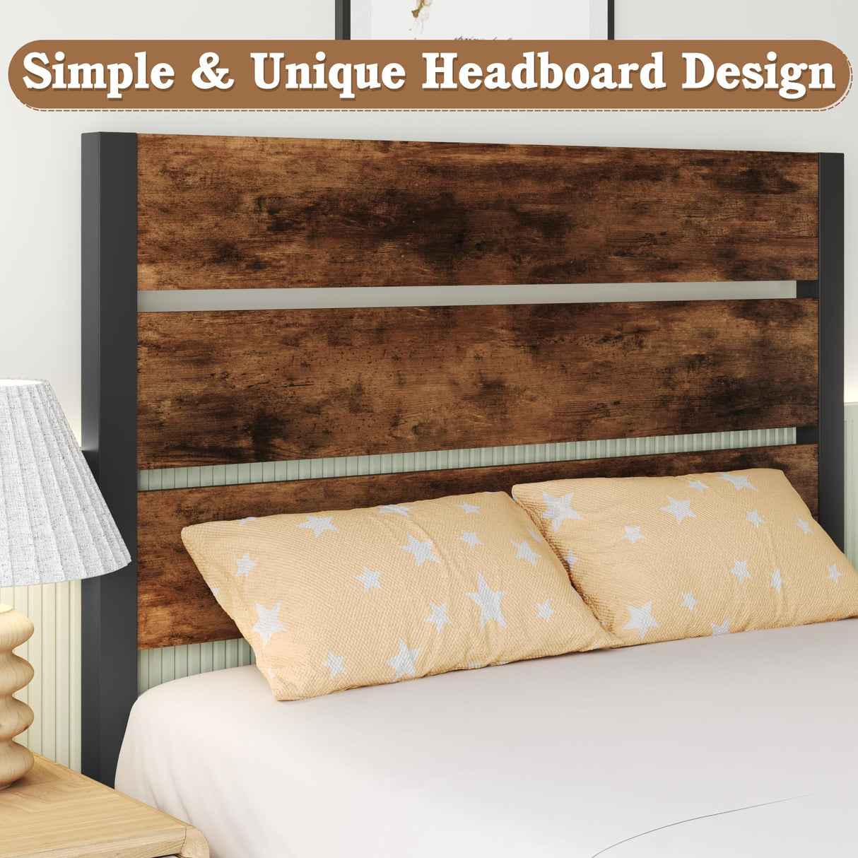 Lifezone Twin Bed Frame with Headboard and Footboard, Metal Twin Bed Frame with Under-Bed Storage, All-Metal Support System, No Box Spring Needed, Easily Assemble, Vintage Brown Lifezone