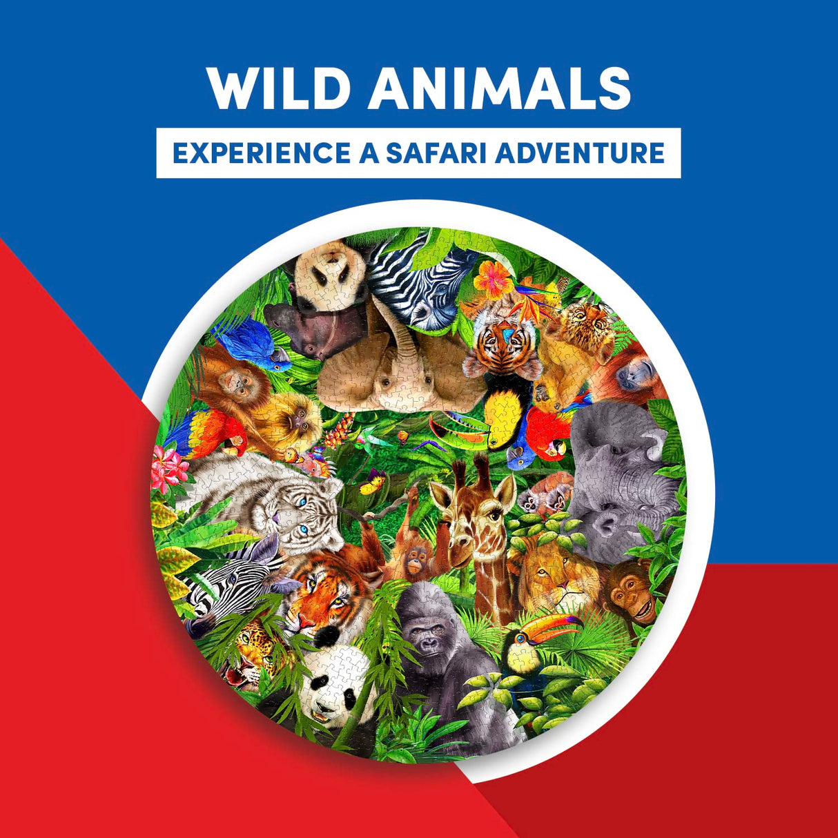 A Broader View Wild Animals Round Table Puzzle - 500 Pieces, Jigsaw Puzzles For Adults & Kids, Suitable For Groups Of 2 Or More, Everyone Gets The Best Seat At The Table, Incl. 12x12” Poster A Broader View