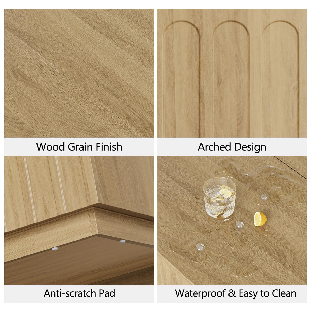 FORTUNETEC Lift Top Coffee Table with Storage, Modern Coffee Table with Arched Design, 31.5" Square Tea Table with Wood Grain, Boho Multifunctional Center Table for Living Room, Office, Oak